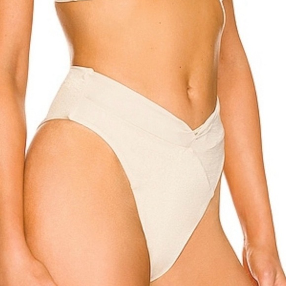 L*Space Shimmer Nancy Lee Bitsy Bikini Swim Bottom Women’s Size S Bone Color - Picture 2 of 9